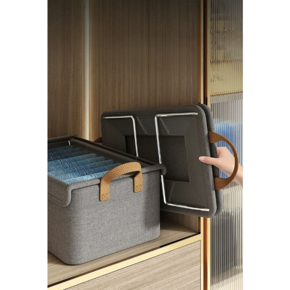 Foldable Fabric Storage Box with Side Handles, 47 x 28 x 20cm Size and Three Color Options