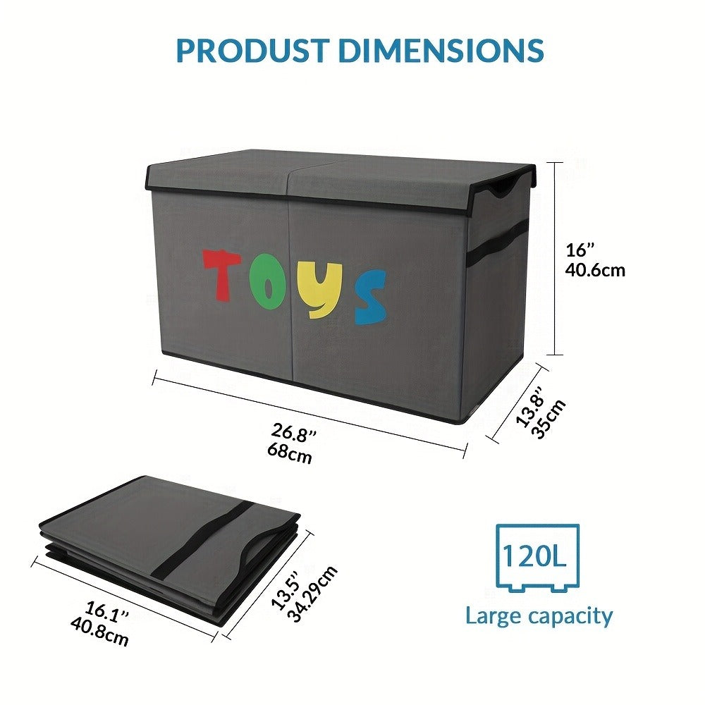 Extra Large Collapsible Kids Storage Chest with Lid, 31.7 Gal Toy Box Organizer Bins for Boys Girls Bedroom Nursery Living Room