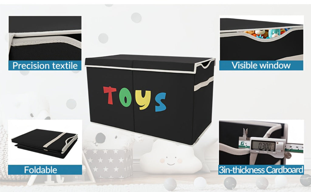 Extra Large Collapsible Kids Storage Chest with Lid, 31.7 Gal Toy Box Organizer Bins for Boys Girls Bedroom Nursery Living Room
