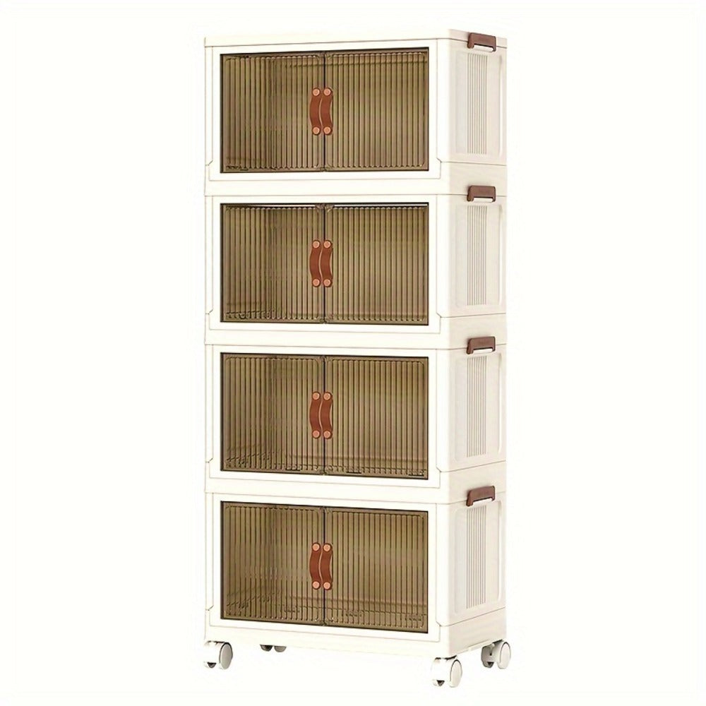 Lidded Storage Bins with Wheels – 2/3/4/5-Tier Dual-Opening Storage Organizer Box with Lid, Large Stackable Storage Container for Books, Kitchen, Bedroom & Closet Organization
