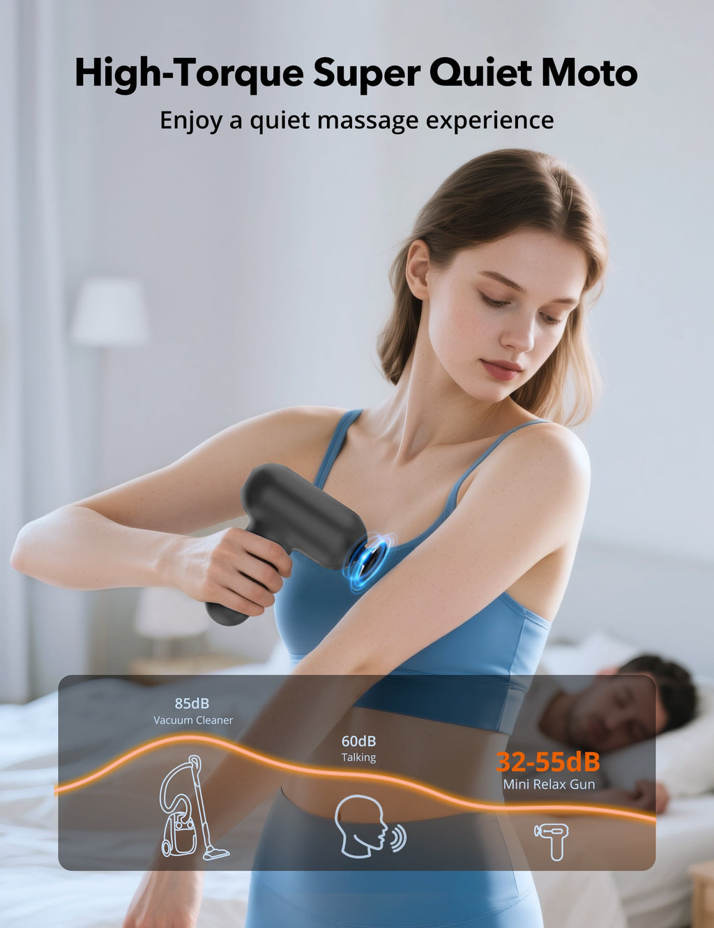 TaoTronics TT-PCA005 Mini Massage Gun, Portable Deep Tissue Massager with 6 Speeds & Quiet Motor