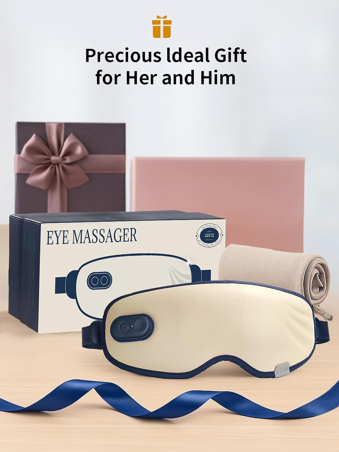Eye Massager with Heat, Birthday Christmas Gifts for Women Men Her Him, Heated Eye Mask for Dry Eyes, Migraine Relief, Strain Relief, Improve Sleep