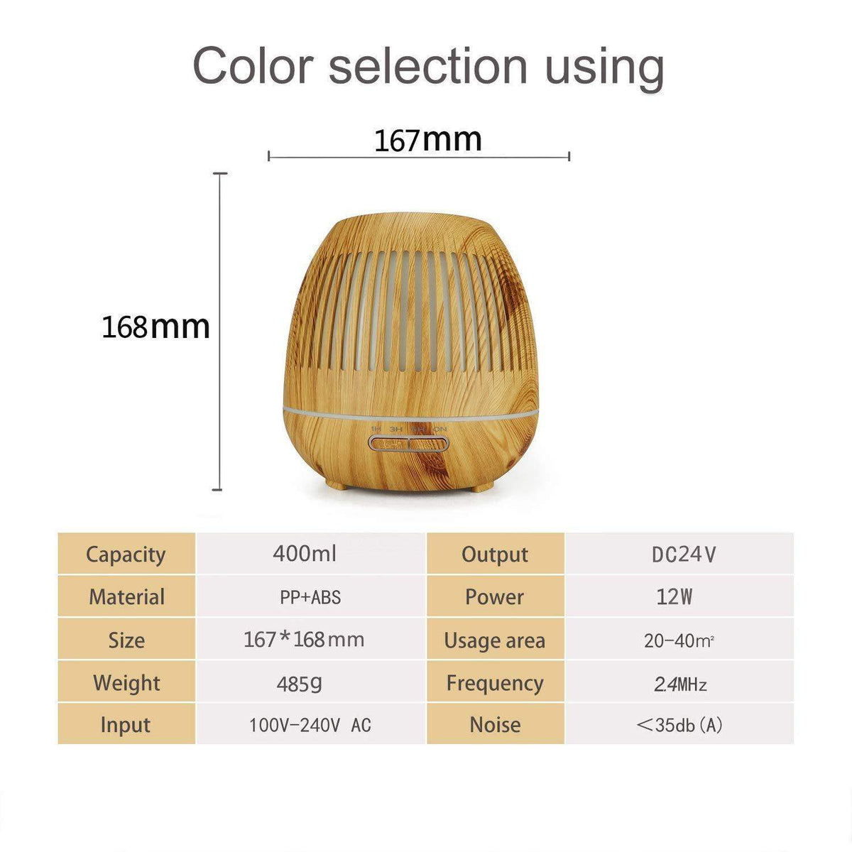 Wood Grain Drum Ultrasonic Humidifying Essential Oil Diffuser – Artisan Design, Net Ventilation, LED