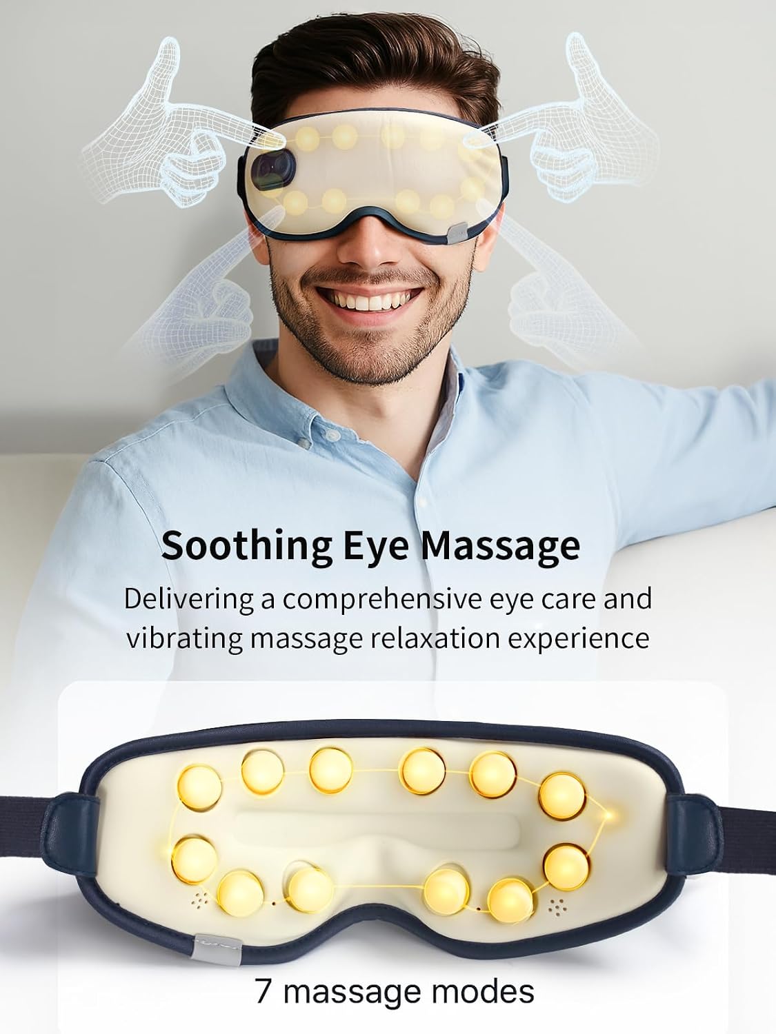 Eye Massager with Heat, Birthday Christmas Gifts for Women Men Her Him, Heated Eye Mask for Dry Eyes, Migraine Relief, Strain Relief, Improve Sleep