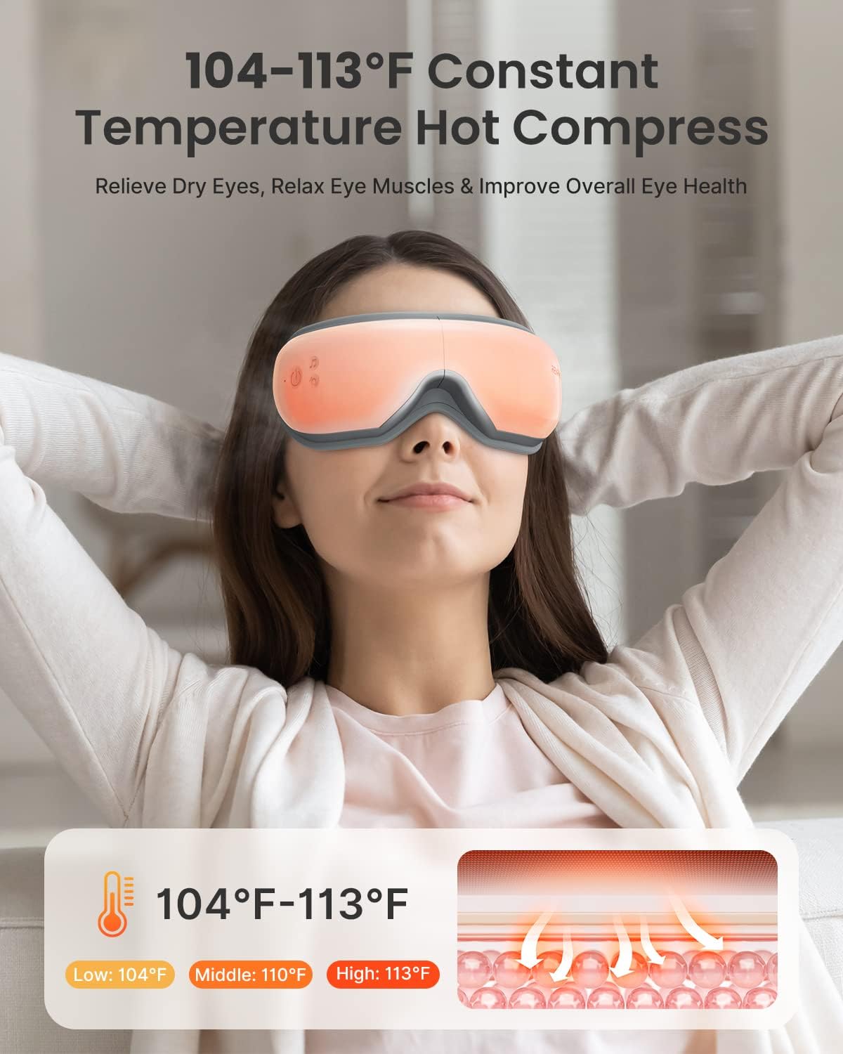 RENPHO Eyeris Smart Eye Massager with App Control, Eye Mask with Heat | Wireless Music for Dry Eyes and Head Tension, App-Controlled Eye Massager, Gift for Women and Men, FSA Eligible HSA