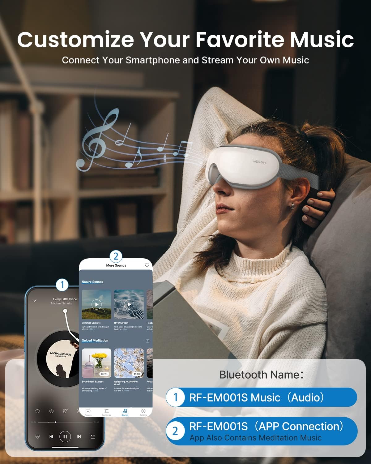 RENPHO Eyeris Smart Eye Massager with App Control, Eye Mask with Heat | Wireless Music for Dry Eyes and Head Tension, App-Controlled Eye Massager, Gift for Women and Men, FSA Eligible HSA