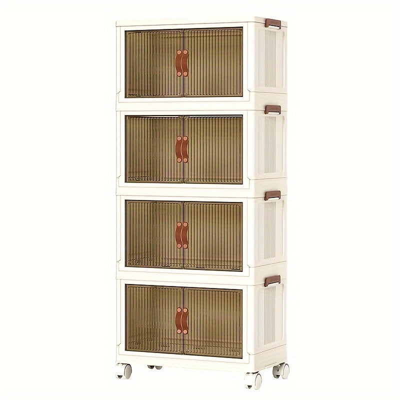 Lidded Storage Bins with Wheels – 2/3/4/5-Tier Dual-Opening Storage Organizer Box with Lid, Large Stackable Storage Container for Books, Kitchen, Bedroom & Closet Organization