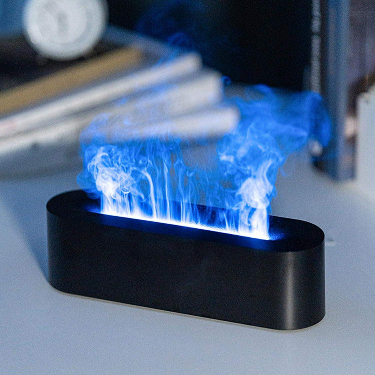 Sleek Warm Flame Ultrasonic Humidifying Essential Oil Diffuser – 150ml, Remote Control, 6-Hour Timer