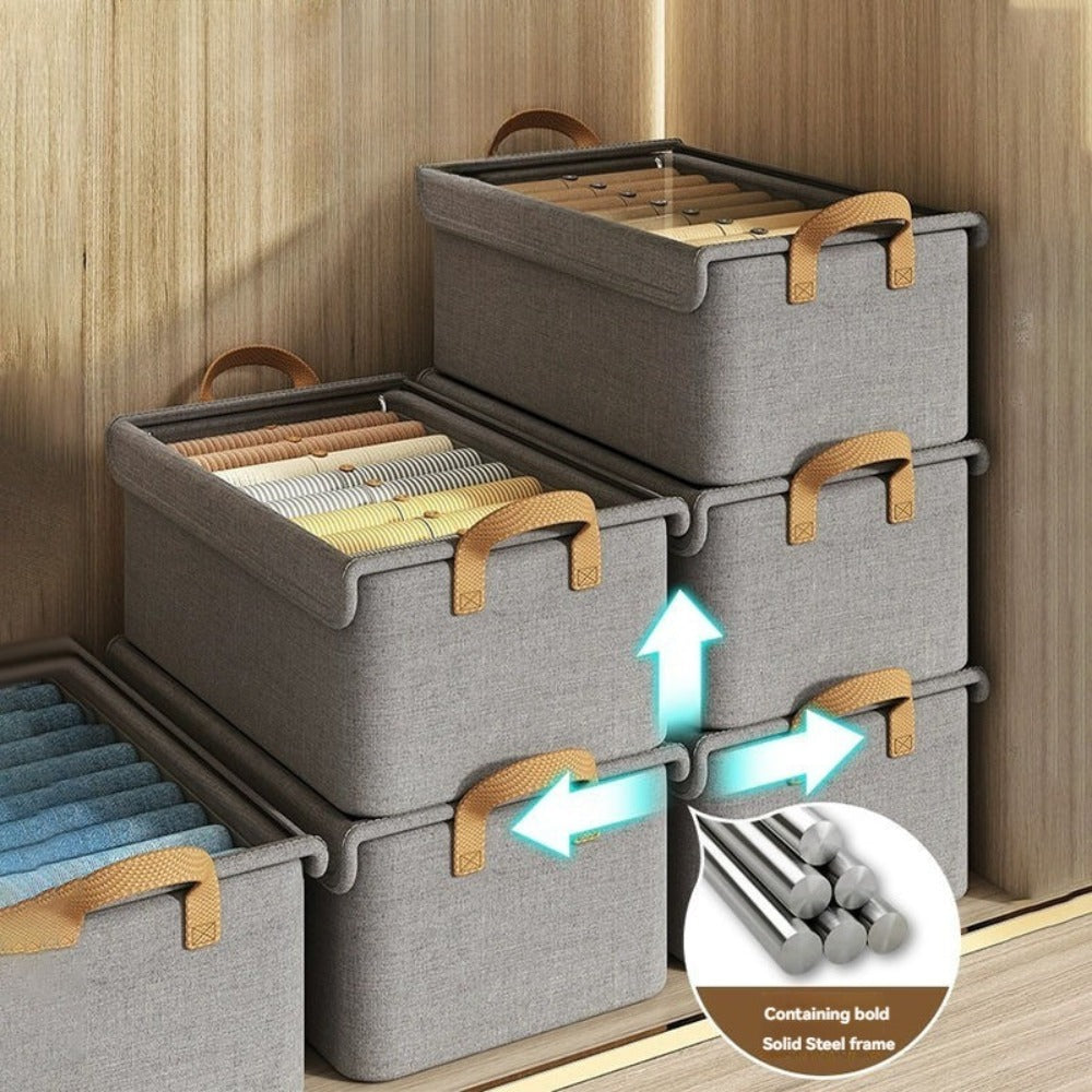 Foldable Fabric Storage Box with Side Handles, 47 x 28 x 20cm Size and Three Color Options