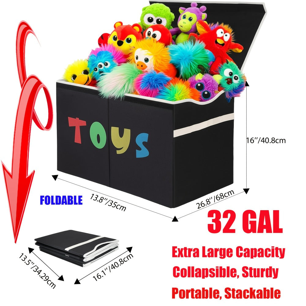 Extra Large Collapsible Kids Storage Chest with Lid, 31.7 Gal Toy Box Organizer Bins for Boys Girls Bedroom Nursery Living Room
