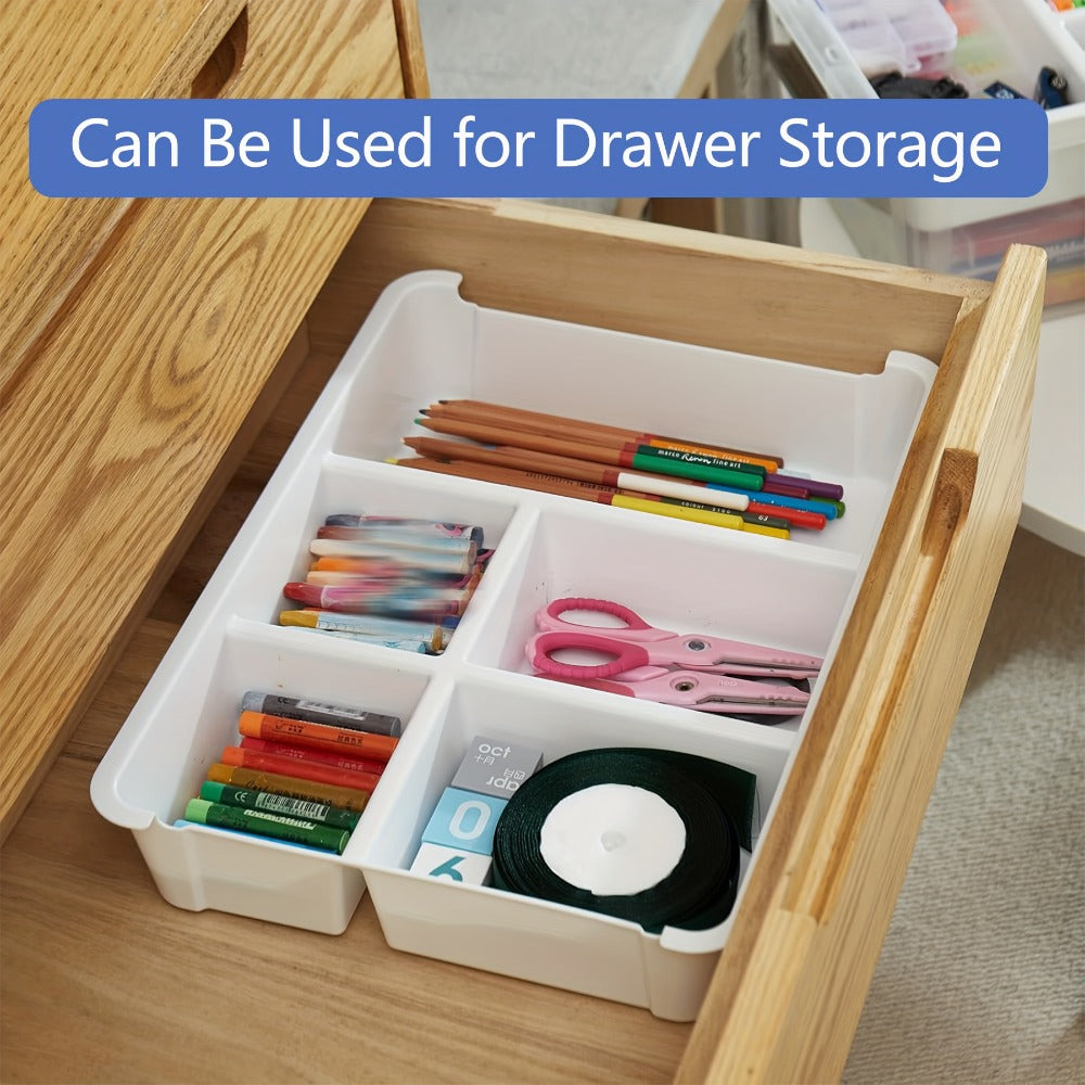 Two Clear Storage Boxes with Removable Divided Trays, Snap Lids, Black Carry Handles and Lower Compartments