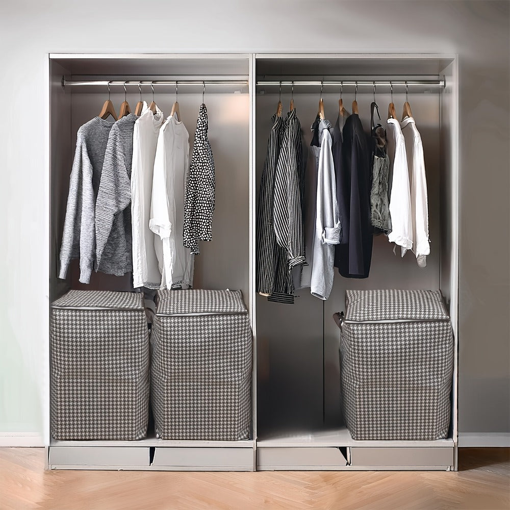 Oversized Storage Bin with Lid & Handles | Clothes Blanket Organizer Box, Dust-Proof Compartment Bucket, Under-Bed Travel Basket