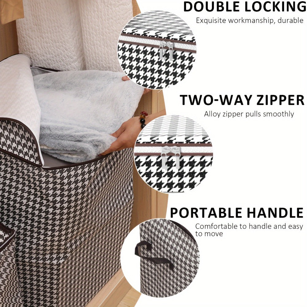 Oversized Storage Bin with Lid & Handles | Clothes Blanket Organizer Box, Dust-Proof Compartment Bucket, Under-Bed Travel Basket