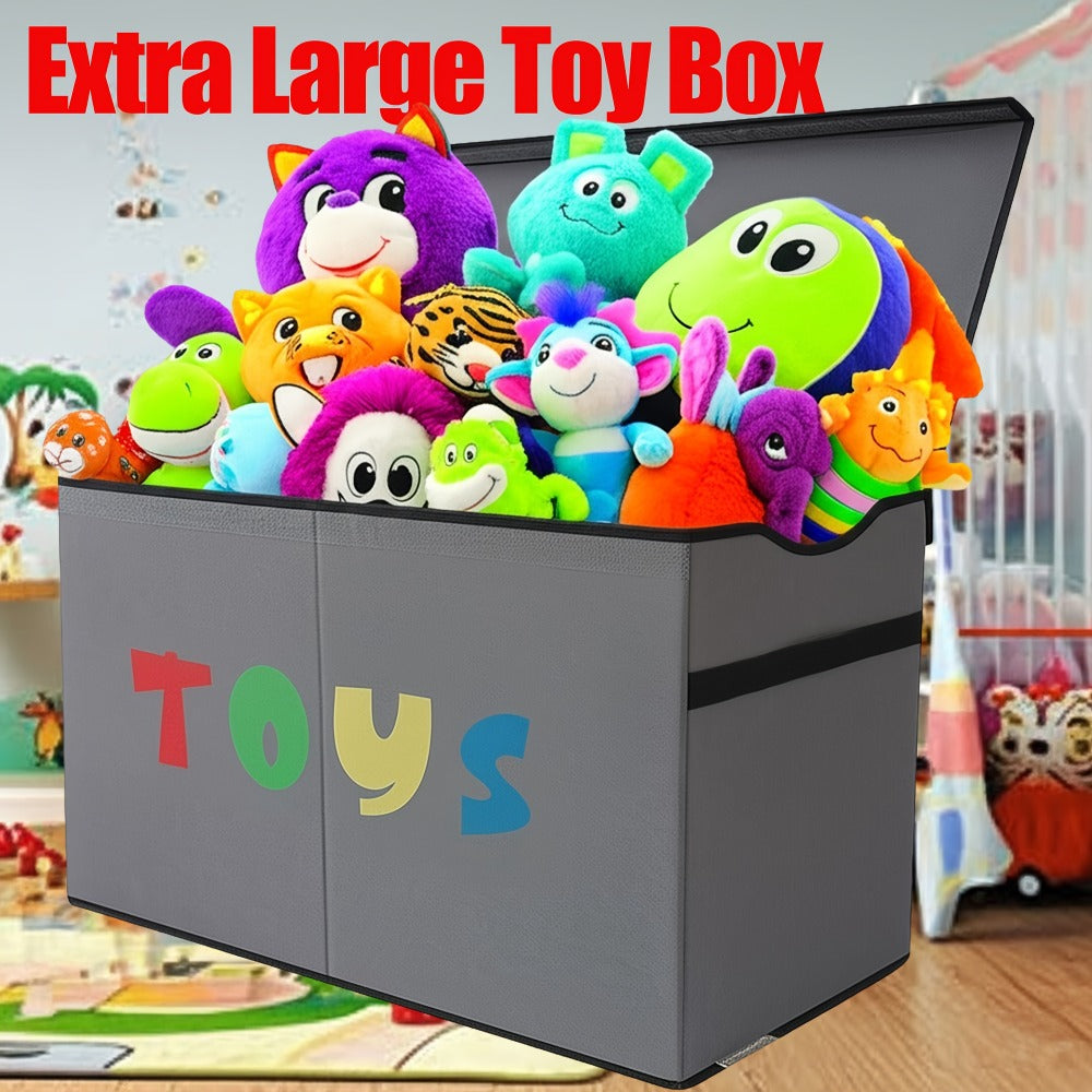 Extra Large Collapsible Kids Storage Chest with Lid, 31.7 Gal Toy Box Organizer Bins for Boys Girls Bedroom Nursery Living Room
