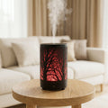 Forest Metal Ultrasonic Humidifying Essential Oil Diffuser – 100ml, Woodland Shadow Patterns, 7 LED Colors