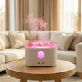Himalayan Salt On Top Lamp Flame Ultrasonic Humidifying Essential Oil Diffuser – 200ml, 8-Hour Runtime, 10 LED Modes