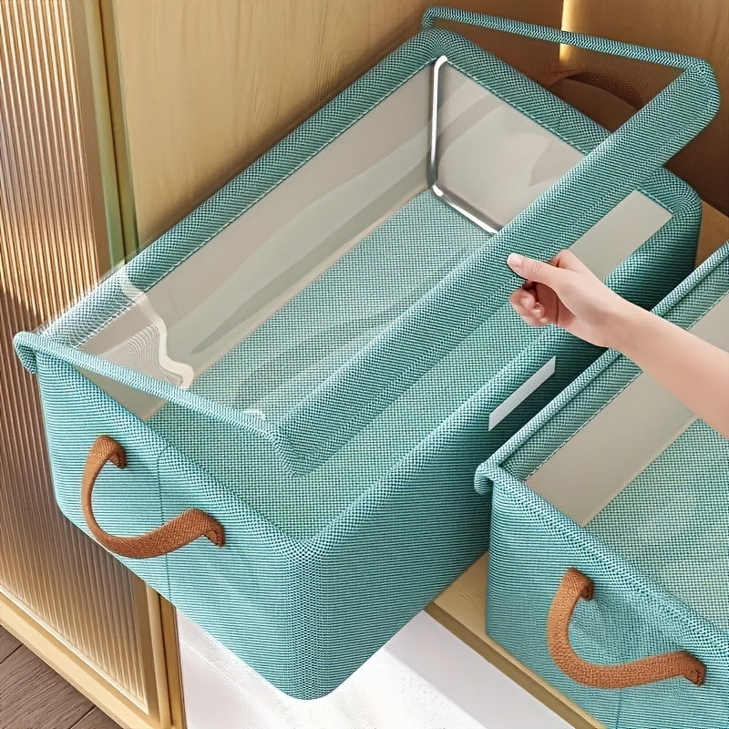 Foldable Fabric Storage Box with Side Handles, 47 x 28 x 20cm Size and Three Color Options